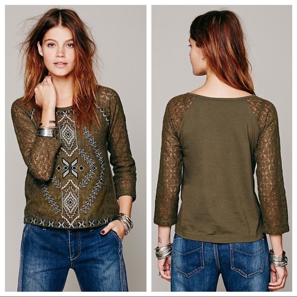 Free People Tops - Free People Changing Directions Embroidered Top M